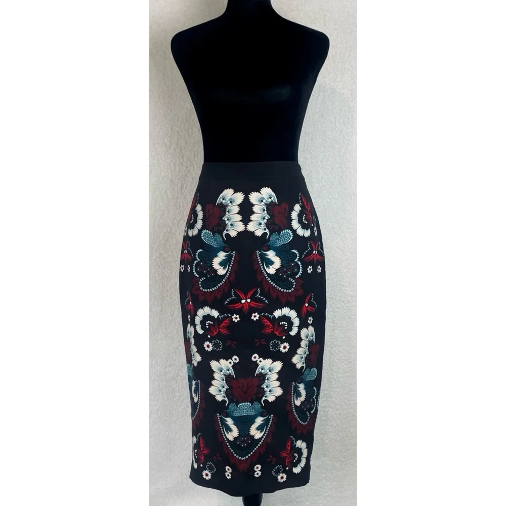 A.L.C. • Black/Multi Haley Garland Floral Silk Pencil Skirt, 2 - Picture 12 of 16